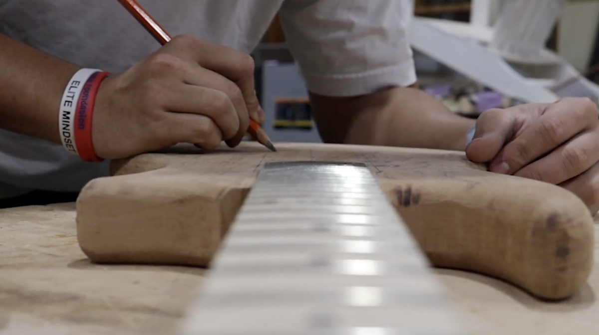 Tomi Anderson designs his own guitar. Anderson's passion for guitars started at a young age. Photo courtesy of Vincent McKeever.